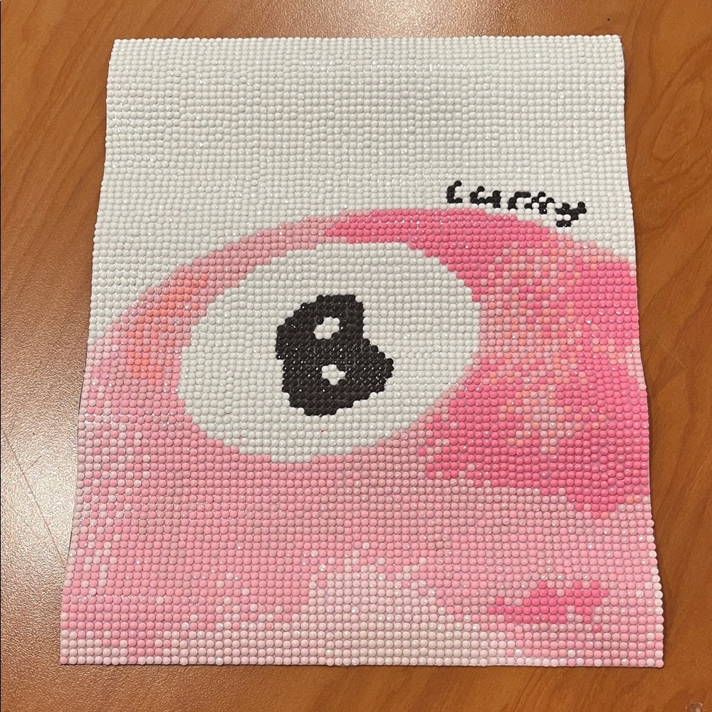 Completed Pink Jem Art with Lucky 8 Ball